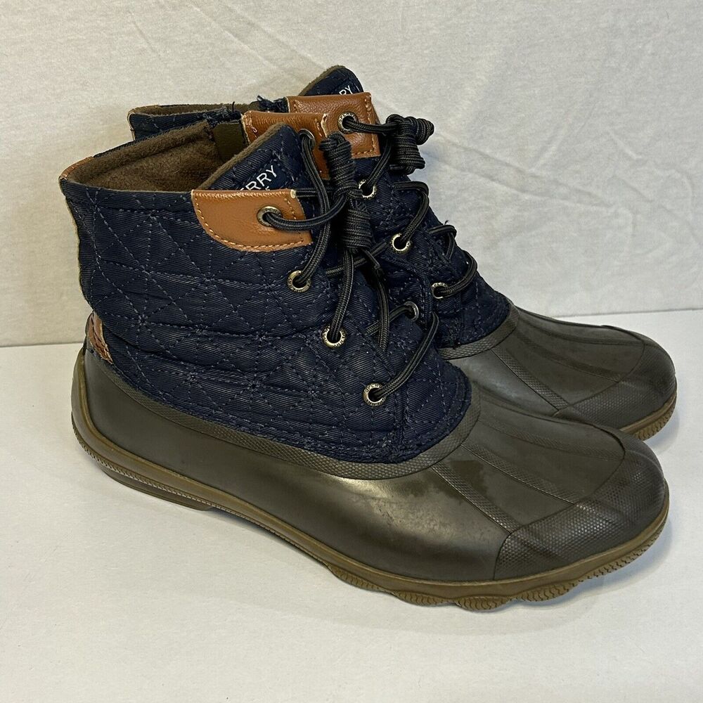 Sperry Top Sider Saltwater Blue Quilted Waterproof Duck Boots, Women's Size 8